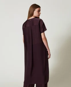 Blusa Asimmetrica In Raso E Georgette