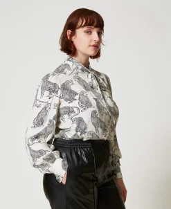 Camicia Jacquard Con Stampa Giaguaro