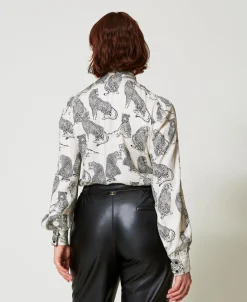 Camicia Jacquard Con Stampa Giaguaro