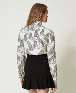 Camicia Jacquard Con Stampa Giaguaro