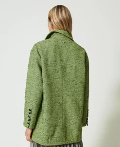 Cappotto Corto Spinato Bicolore