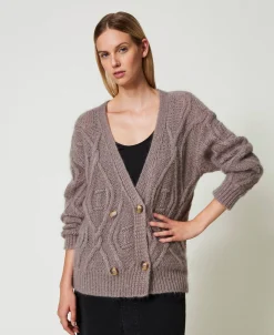 Cardigan Doppiopetto In Misto Mohair