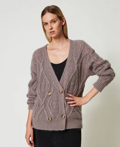 Cardigan Doppiopetto In Misto Mohair