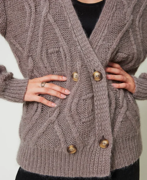 Cardigan Doppiopetto In Misto Mohair