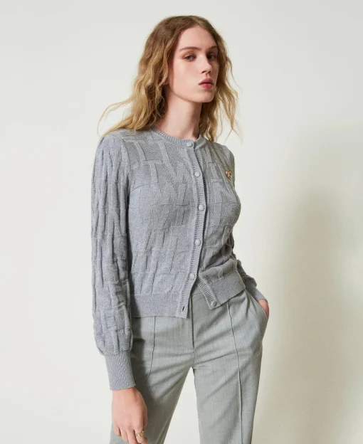 Cardigan In Cotone E Cashmere Con Logo