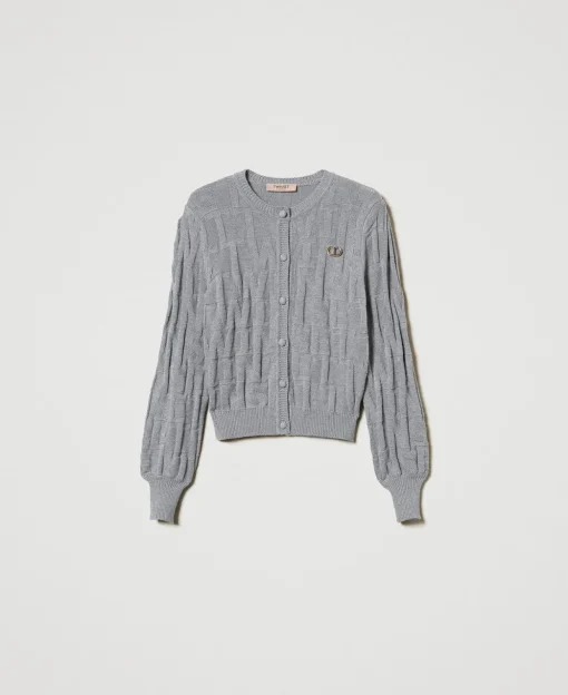 Cardigan In Cotone E Cashmere Con Logo