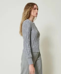 Cardigan In Cotone E Cashmere Con Logo