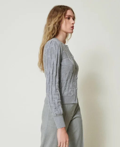 Cardigan In Cotone E Cashmere Con Logo