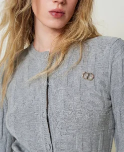 Cardigan In Cotone E Cashmere Con Logo