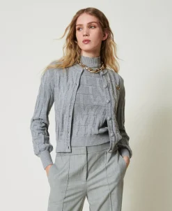 Cardigan In Cotone E Cashmere Con Logo