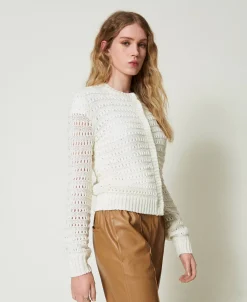 Cardigan Traforato Con Paillettes