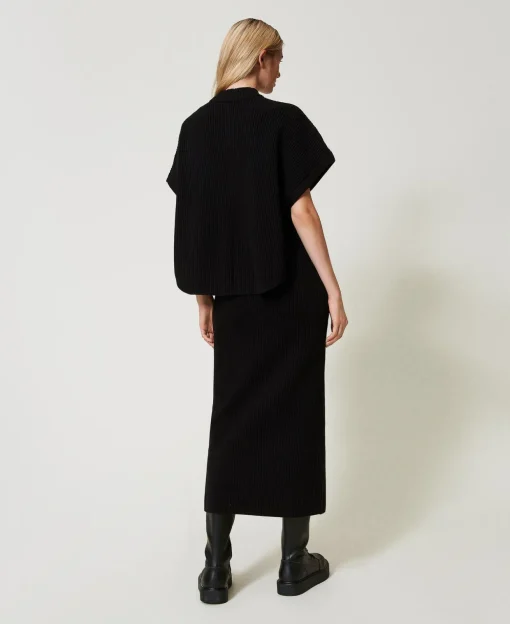 Gonna Longuette In Maglia A Costine