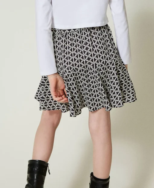 Gonna Pantalone In Crêpe De Chine Con Stampa