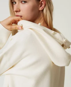 Maglia Con Cappuccio E Perle