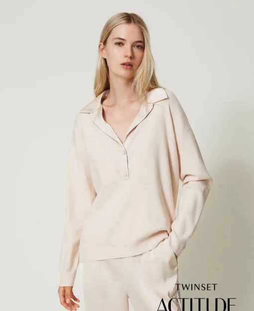 Maglia Con Colletto In Raso