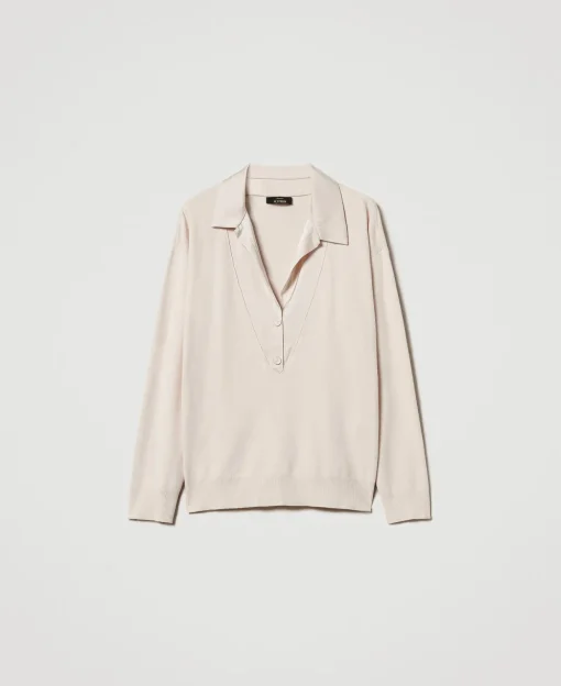 Maglia Con Colletto In Raso