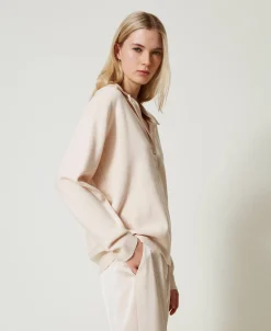 Maglia Con Colletto In Raso