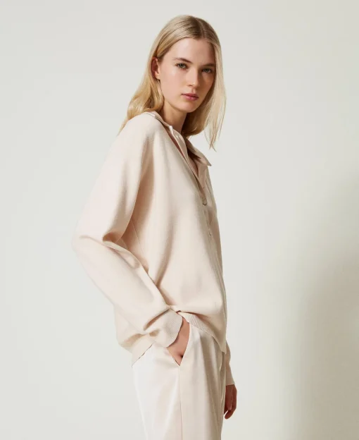 Maglia Con Colletto In Raso