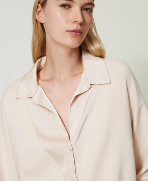 Maglia Con Colletto In Raso