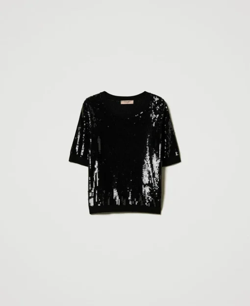 Maglia Con Ricamo In Full Paillettes