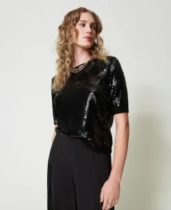 Maglia Con Ricamo In Full Paillettes