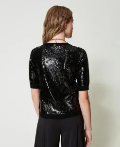 Maglia Con Ricamo In Full Paillettes