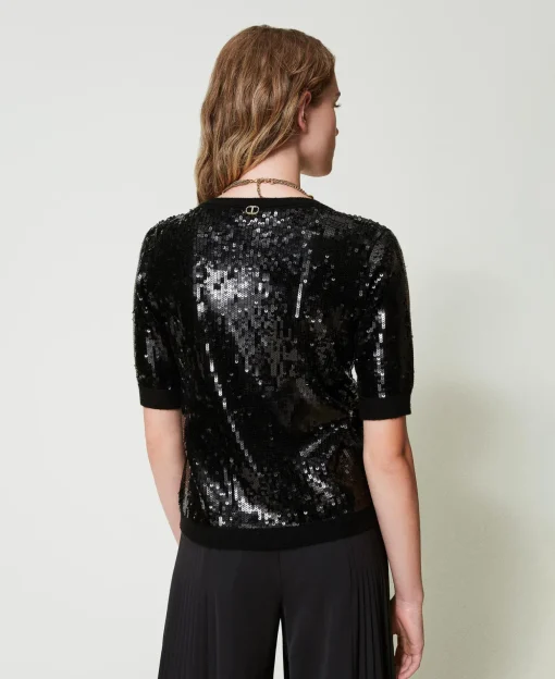 Maglia Con Ricamo In Full Paillettes