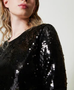 Maglia Con Ricamo In Full Paillettes