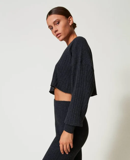 Maglia Cropped In Misto Lana