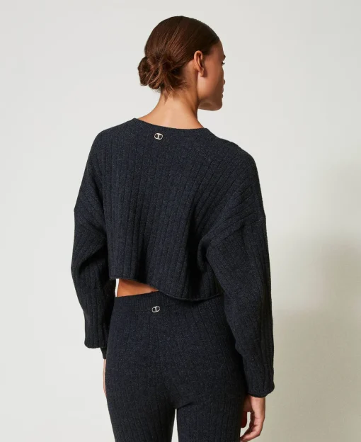 Maglia Cropped In Misto Lana