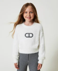 Maglia Effetto Pelliccia Con Logo Oval T