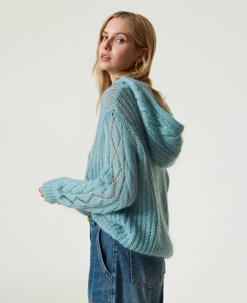 Maglia In Lana E Mohair Con Cappuccio