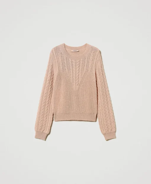 Maglia In Misto Lana Con Trecce