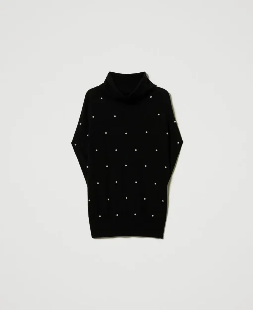 Maglia In Misto Lana Con Ricamo Di Perle