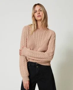 Maglia In Misto Lana Con Trecce