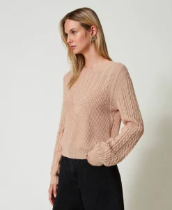 Maglia In Misto Lana Con Trecce