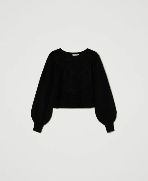 Maglia In Misto Lana Crochet