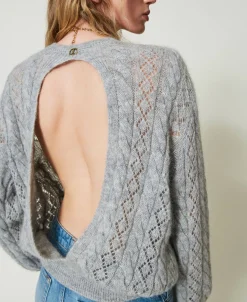 Maglia In Misto Mohair Con Trecce E Oblò