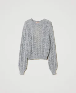 Maglia In Misto Mohair Con Trecce E Oblò