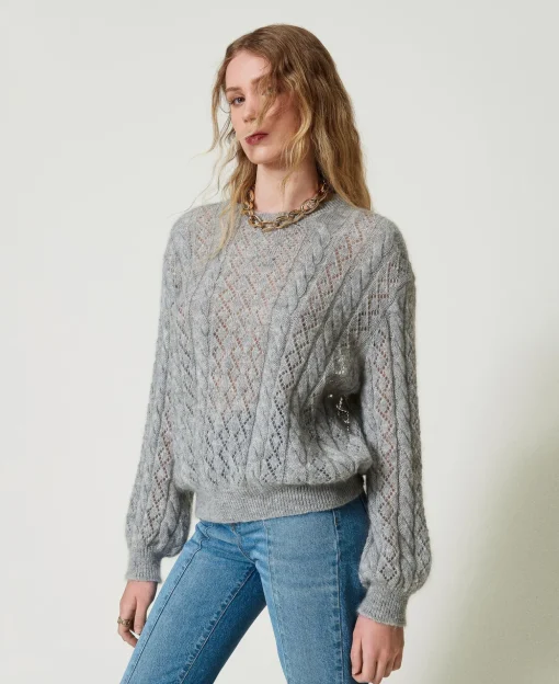 Maglia In Misto Mohair Con Trecce E Oblò