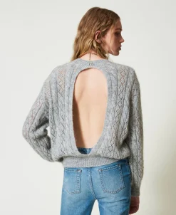 Maglia In Misto Mohair Con Trecce E Oblò
