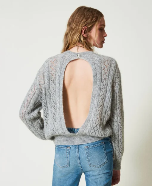 Maglia In Misto Mohair Con Trecce E Oblò