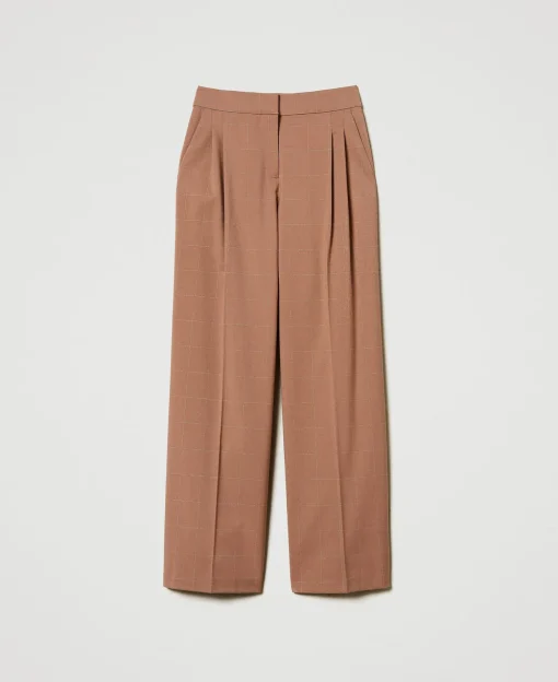 Pantaloni A Palazzo Check Con Lurex