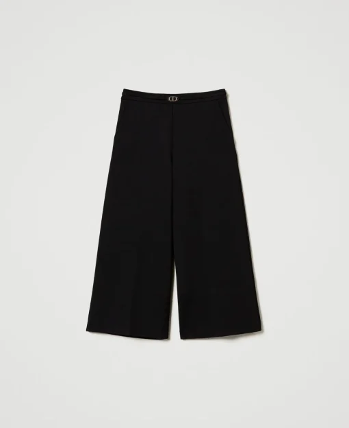 Pantaloni Cropped Con Cinturino Oval T