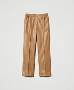 Pantaloni Effetto Pelle Con Elastico