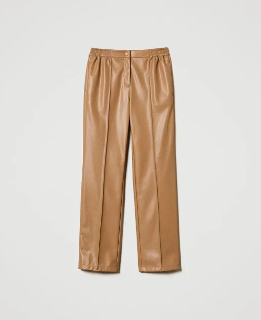 Pantaloni Effetto Pelle Con Elastico