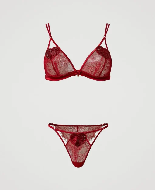Reggiseno A Triangolo E Slip Brasiliana In Pizzo