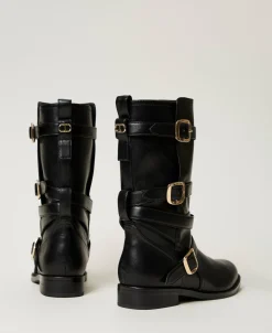 Stivali Biker Con Cinturini
