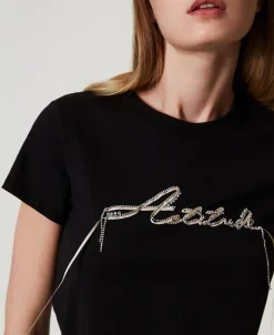 T-shirt Con Logo E Strass